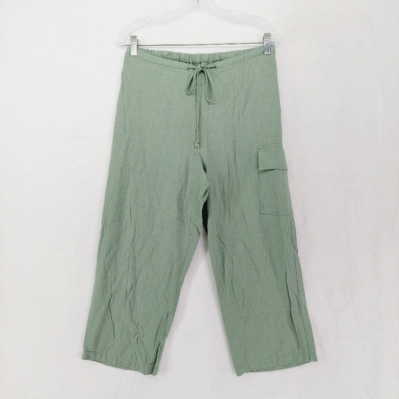 Vintage Studio Green Mid Rise Cargo Pocket Wide Leg Trousers 1435 - Picture 1 of 7